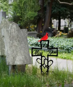 2D Flat A Horizontal Acrylic Cross Tombstone That Requires No Electricity Or Feathers, a Durable Grave Marker for Remembrance, a Sign for a Family'S Lost Garden, And Outdoor Patio Decoration