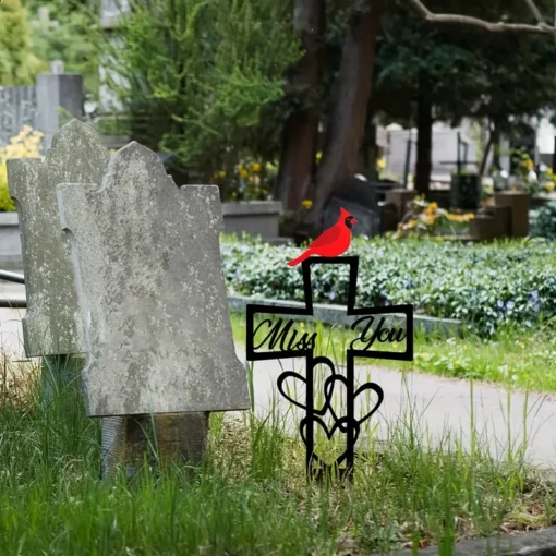 2D Flat A Horizontal Acrylic Cross Tombstone That Requires No Electricity Or Feathers, a Durable Grave Marker for Remembrance, a Sign for a Family'S Lost Garden, And Outdoor Patio Decoration