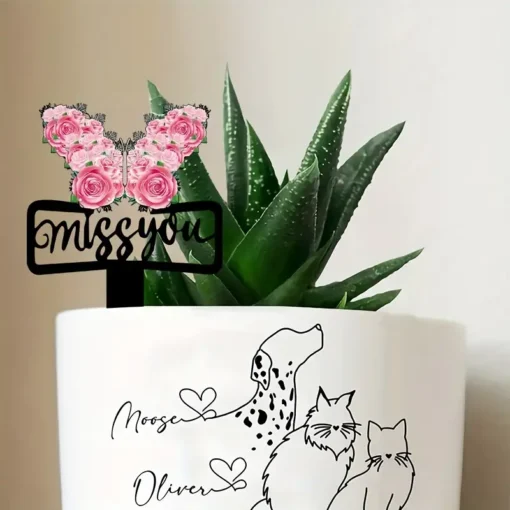 Art Deco Acrylic "Miss You" Memorial Garden Stake Multipurpose Outdoor Tombstone Marker for Cemetery, Condolences & Loved Ones Tribute, Memorial Day Decorations
