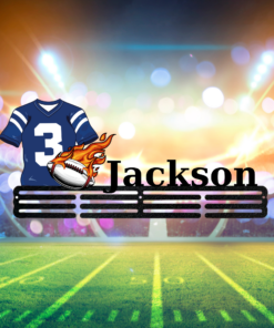 Personalized Football Player Medal Hanger USA football Sign 12 Rungs for medals & Ribbons Show metal Sport Game Day Gift for Him, Classic Fashion, Timeless Design for All