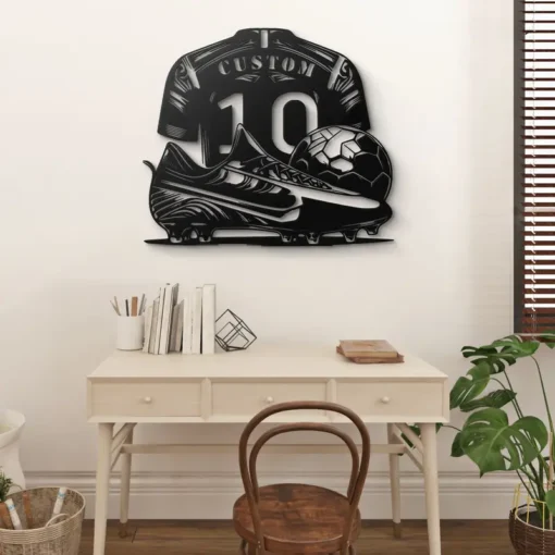 Soccer Inspired Metal Wall Art Versatile Decor for Home, Living Room, Outdoor Spaces & More - Perfect Father's Day Birthday Gift Idea