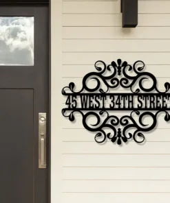 Custom Metal Address Sign with House Numbers Durable Wall Art for Exterior Home and Garden Decor, Personalized Family Name Easy Wall Mount, No Electricity Needed