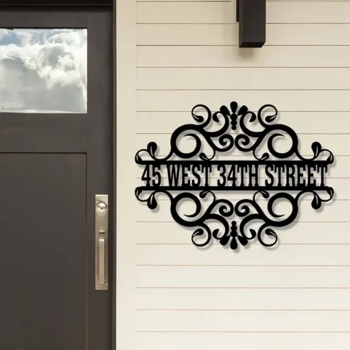 Custom Metal Address Sign with House Numbers Durable Wall Art for Exterior Home and Garden Decor, Personalized Family Name Easy Wall Mount, No Electricity Needed