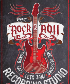 Personalized Rock & Roll Metal Sign Recording Studio Wall Art Home Decor