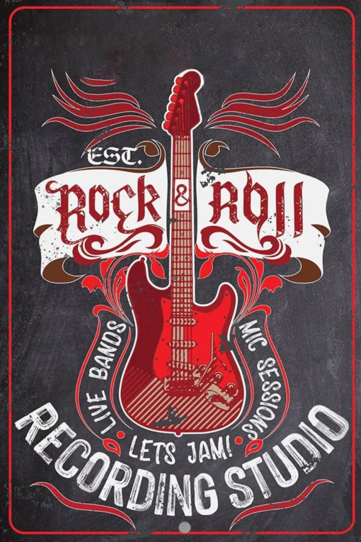 Personalized Rock & Roll Metal Sign Recording Studio Wall Art Home Decor