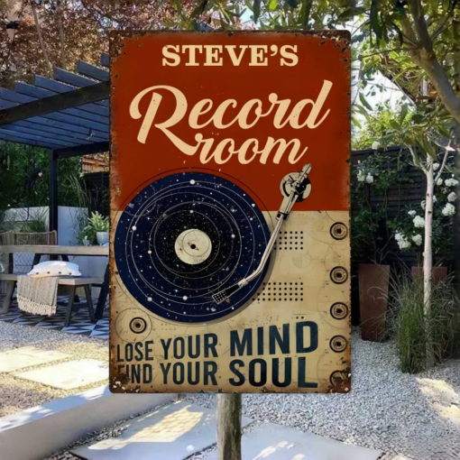 Record Music RoomPersonalized Metal Sign Music Lover Wall Art