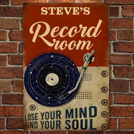 Record Music RoomPersonalized Metal Sign Music Lover Wall Art