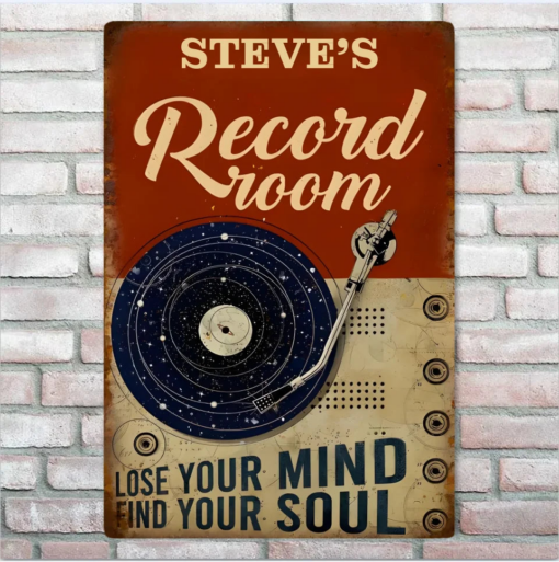 Record Music RoomPersonalized Metal Sign Music Lover Wall Art