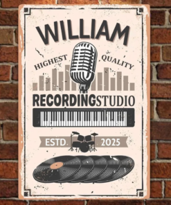 Personalized Recording Studio Metal Sign Iron Decor Pieces Music Lovers Wall Art Home Decor