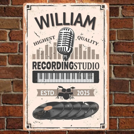 Personalized Recording Studio Metal Sign Iron Decor Pieces Music Lovers Wall Art Home Decor