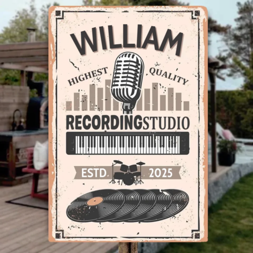 Personalized Recording Studio Metal Sign Iron Decor Pieces Music Lovers Wall Art Home Decor