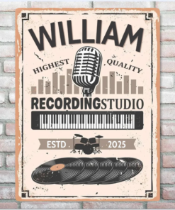 Personalized Recording Studio Metal Sign Iron Decor Pieces Music Lovers Wall Art Home Decor