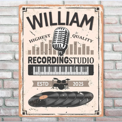 Personalized Recording Studio Metal Sign Iron Decor Pieces Music Lovers Wall Art Home Decor