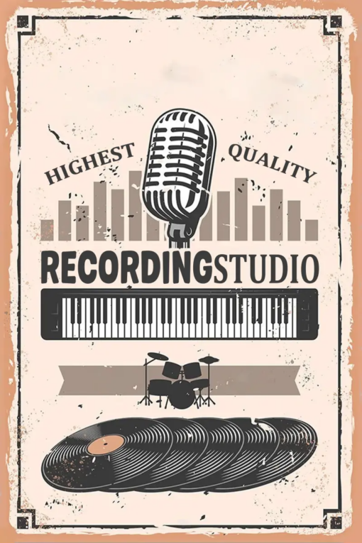 Personalized Recording Studio Metal Sign Iron Decor Pieces Music Lovers Wall Art Home Decor