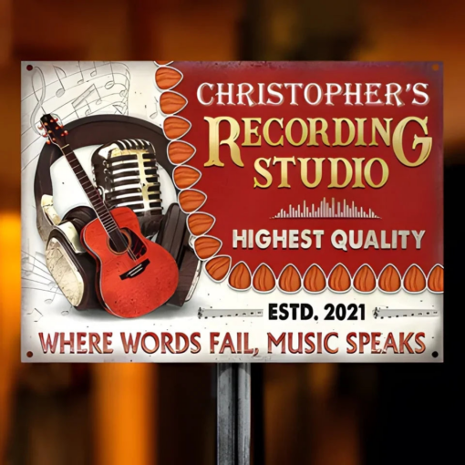 Personalized Acoustic Guitar Where Words Music Speaks Classic Metal Signs Music Lovers Wall Art