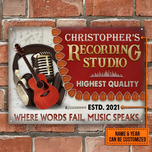 Personalized Acoustic Guitar Where Words Music Speaks Classic Metal Signs Music Lovers Wall Art