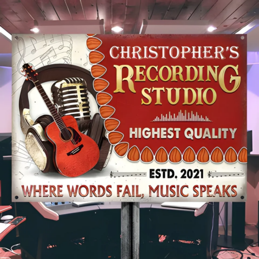 Personalized Acoustic Guitar Where Words Music Speaks Classic Metal Signs Music Lovers Wall Art