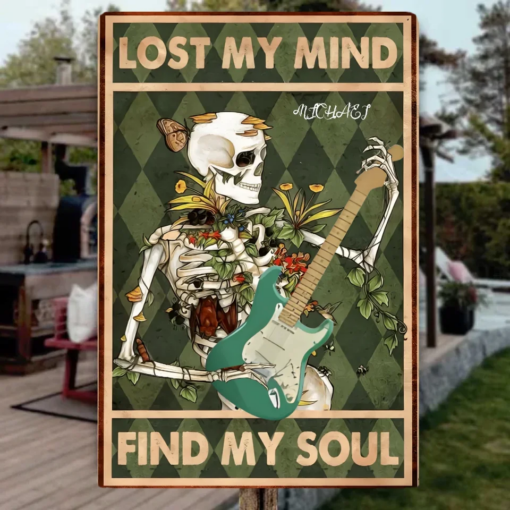 Lonely Musician Personalized Metal Sign Lost My Mind Find My Soul Wall Art Music Lover Decor