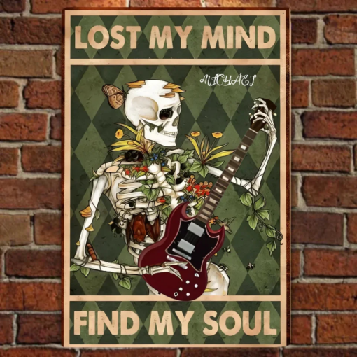 Lonely Musician Personalized Metal Sign Lost My Mind Find My Soul Wall Art Music Lover Decor