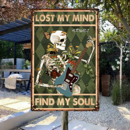 Lonely Musician Personalized Metal Sign Lost My Mind Find My Soul Wall Art Music Lover Decor