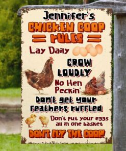 Chicken Coop Rules Personalized Country Farming Metal Sign Famer Wall Sign