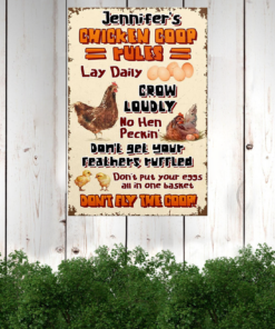 Chicken Coop Rules Personalized Country Farming Metal Sign Famer Wall Sign