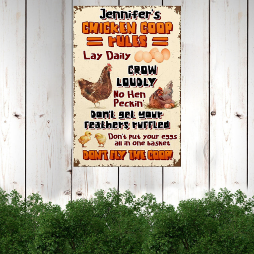 Chicken Coop Rules Personalized Country Farming Metal Sign Famer Wall Sign