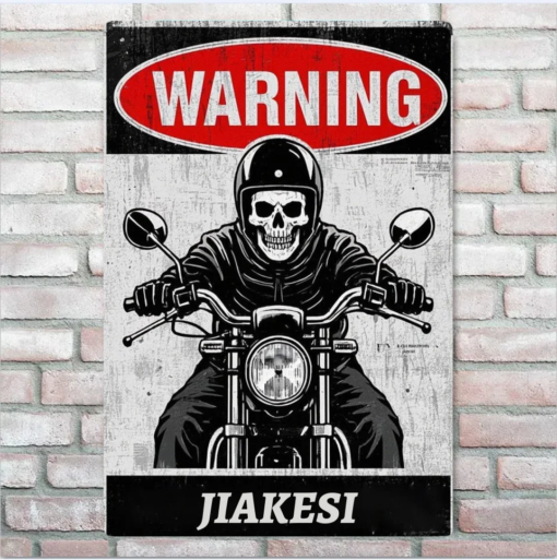 Skeleton Motorcycle Personalized Creative Iron Sheet Motorbike Lover Metal Sign