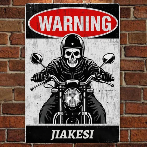 Skeleton Motorcycle Personalized Creative Iron Sheet Motorbike Lover Metal Sign