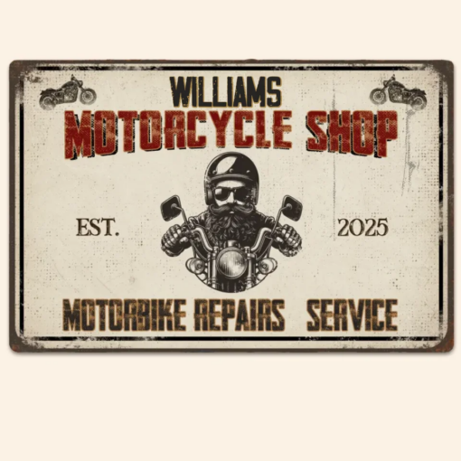 Personalized Motorcycle Repairs Service Metal Sign Motorcycle Lover Wall Art Freedom Ride Creative Iron Sheet