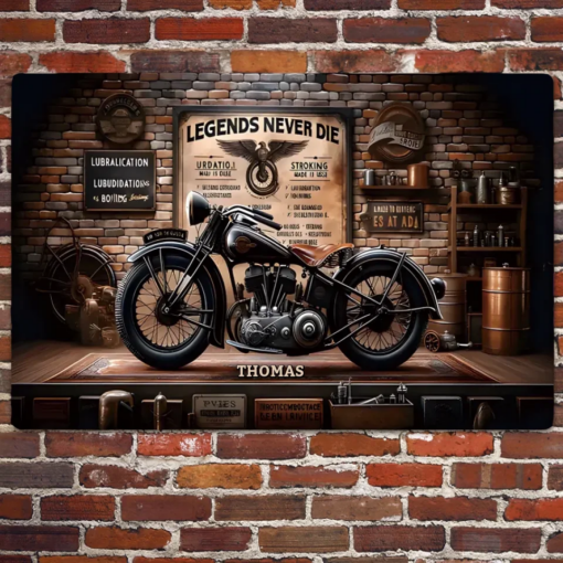 Personalized Legends Never Die Biker Rectangle Metal Sign Gift For Biker Motorcycle Creative Iron Sheet