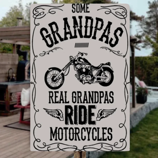 Grandpa Motorcycle Metal Sign Grandpa Gift, Some Grandpa Real Grandpas Ride Motorcycles Personalized Creative Iron Sheet