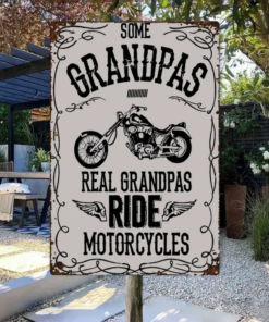 Grandpa Motorcycle Metal Sign Grandpa Gift, Some Grandpa Real Grandpas Ride Motorcycles Personalized Creative Iron Sheet