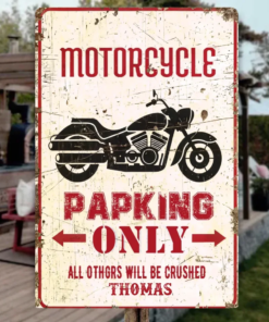 Motorcycle Parking Metal Sign Bike Parking Sign Motorcycle Gift Premium Quality Rustic Metal Sign