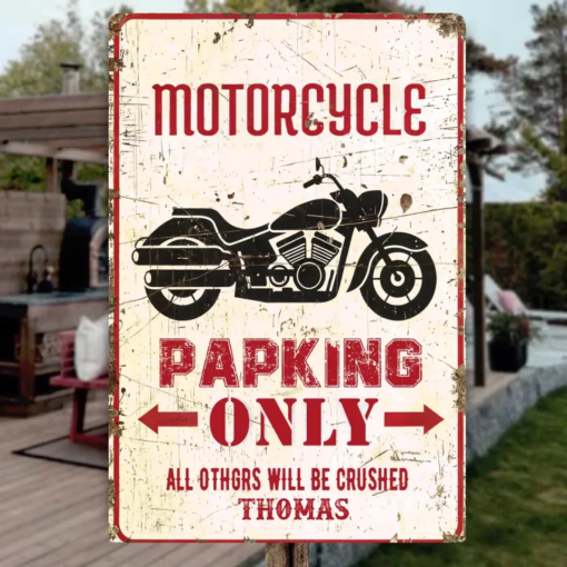 Motorcycle Parking Metal Sign Bike Parking Sign Motorcycle Gift Premium Quality Rustic Metal Sign