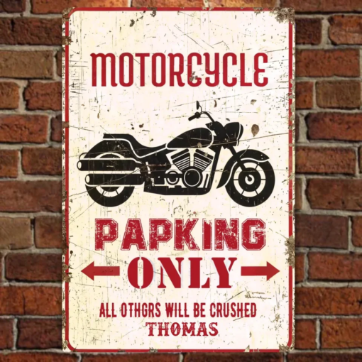 Motorcycle Parking Metal Sign Bike Parking Sign Motorcycle Gift Premium Quality Rustic Metal Sign