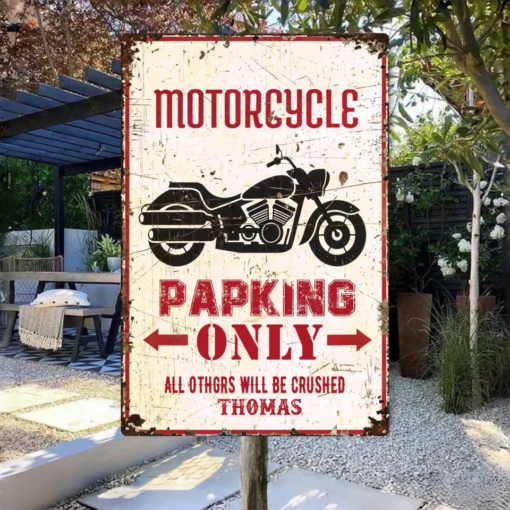 Motorcycle Parking Metal Sign Bike Parking Sign Motorcycle Gift Premium Quality Rustic Metal Sign