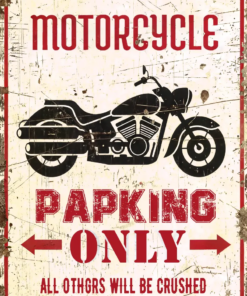 Motorcycle Parking Metal Sign Bike Parking Sign Motorcycle Gift Premium Quality Rustic Metal Sign