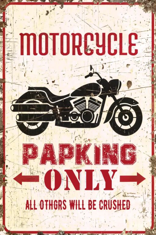 Motorcycle Parking Metal Sign Bike Parking Sign Motorcycle Gift Premium Quality Rustic Metal Sign