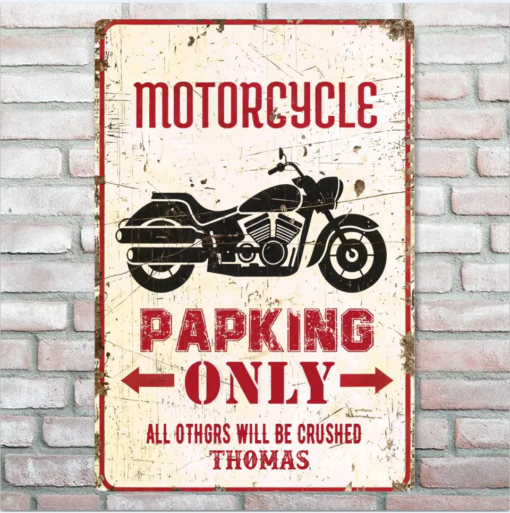 Motorcycle Parking Metal Sign Bike Parking Sign Motorcycle Gift Premium Quality Rustic Metal Sign