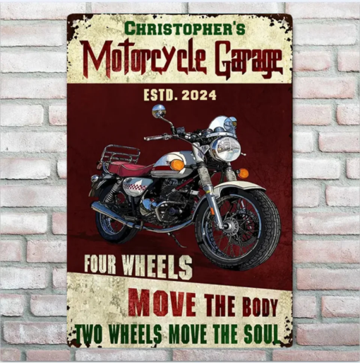 Motorcycle Metal Sign Garage Sign Auto Mechanic Garage Four Wheels Customized Classic Metal Signs