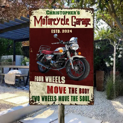 Motorcycle Metal Sign Garage Sign Auto Mechanic Garage Four Wheels Customized Classic Metal Signs