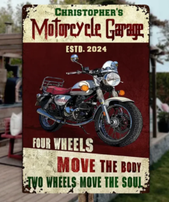 Motorcycle Metal Sign Garage Sign Auto Mechanic Garage Four Wheels Customized Classic Metal Signs