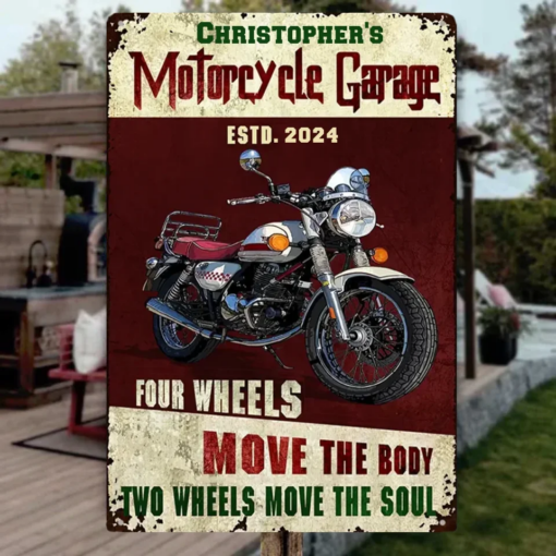 Motorcycle Metal Sign Garage Sign Auto Mechanic Garage Four Wheels Customized Classic Metal Signs