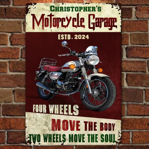 Motorcycle Metal Sign Garage Sign Auto Mechanic Garage Four Wheels Customized Classic Metal Signs