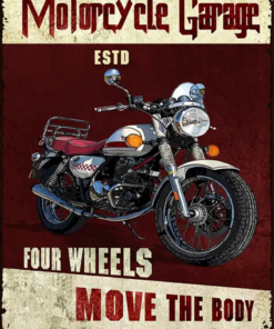 Motorcycle Metal Sign Garage Sign Auto Mechanic Garage Four Wheels Customized Classic Metal Signs