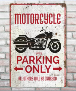 Motorcycle Parking Personalized Metal Sign Motorcycle Gift Motorbike Lover Premium Quality Rustic Metal Sign