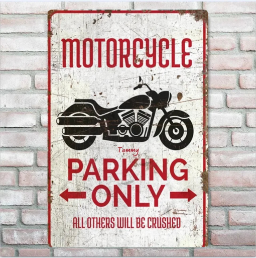 Motorcycle Parking Personalized Metal Sign Motorcycle Gift Motorbike Lover Premium Quality Rustic Metal Sign