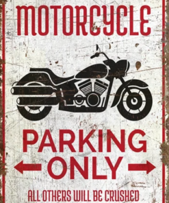 Motorcycle Parking Personalized Metal Sign Motorcycle Gift Motorbike Lover Premium Quality Rustic Metal Sign