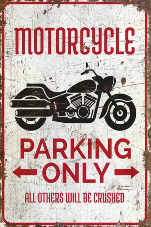 Motorcycle Parking Personalized Metal Sign Motorcycle Gift Motorbike Lover Premium Quality Rustic Metal Sign